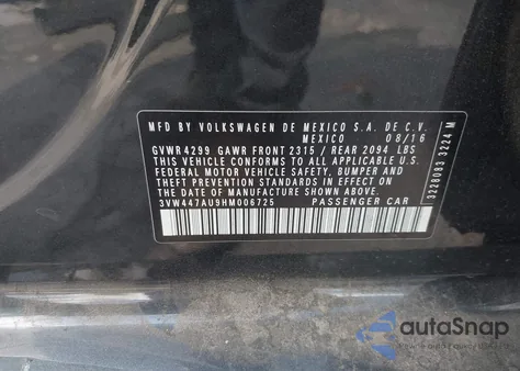 2017 Volkswagen Golf Gti Autobahn 4-Door из США, поврежденный, VIN 3VW447AU9HM006725